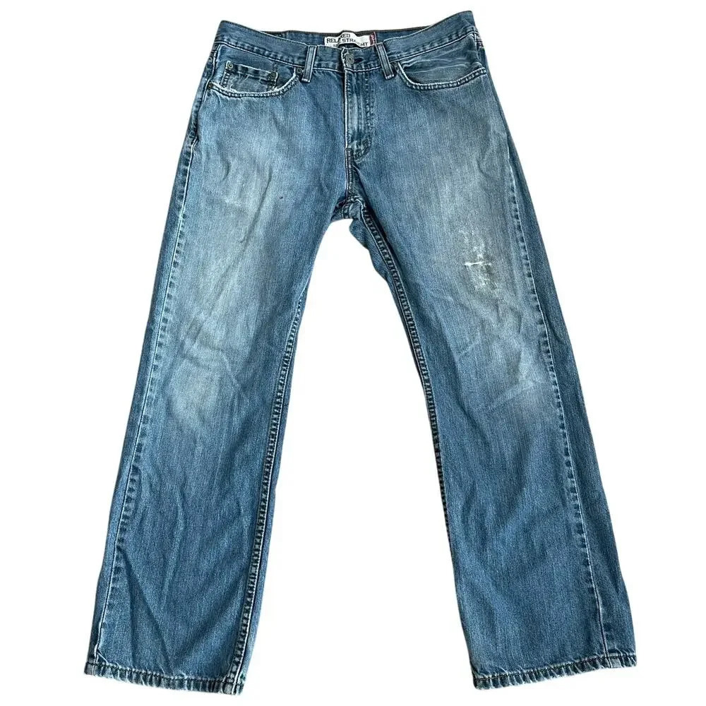 Levi’s 559 Men's Relaxed Straight Leg Medium Wash Distressed Denim Jeans 33x30